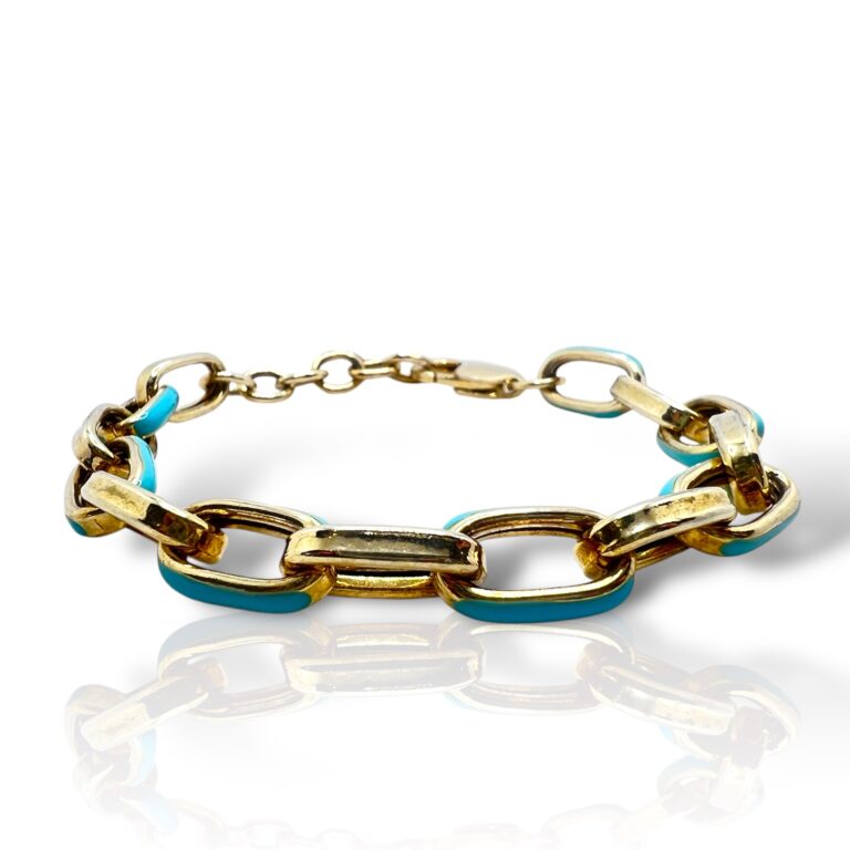 Bracciale a Catena con Smalto Turchese