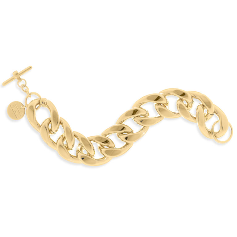 Bracciale con catena maxi in bronzo dorato