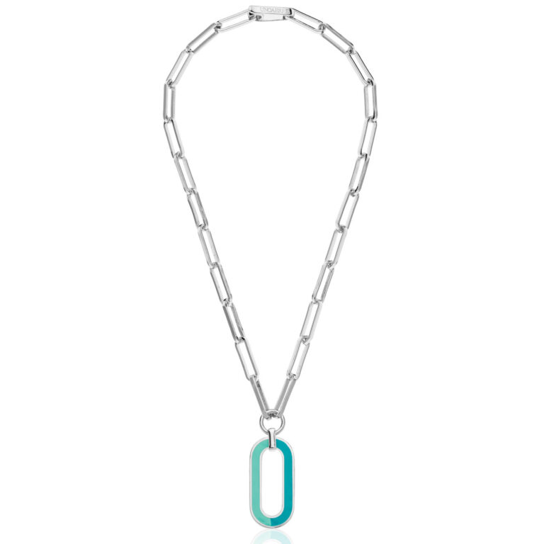 Collana con pendente smaltato azzurro