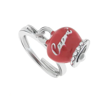 Amo Capri – Anello in Metallo con campanella portafortuna color rossa, con scritta Capri