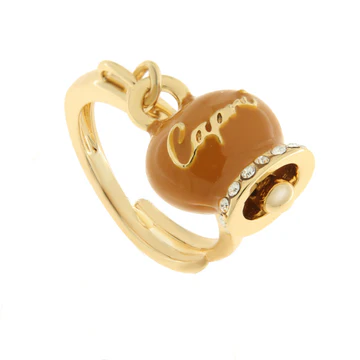 Amo Capri – Anello in Metallo con campanella arancione scritta capri